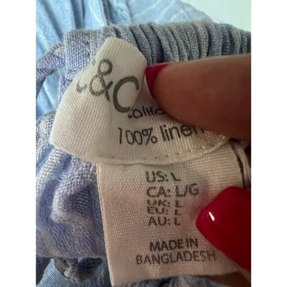 C&C California Blue White Linen Tank Large - Picture 2 of 9